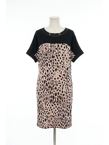 Joseph Ribkoff Silky Knit Animal Print Straight Dress in Beige Multi (view 1)