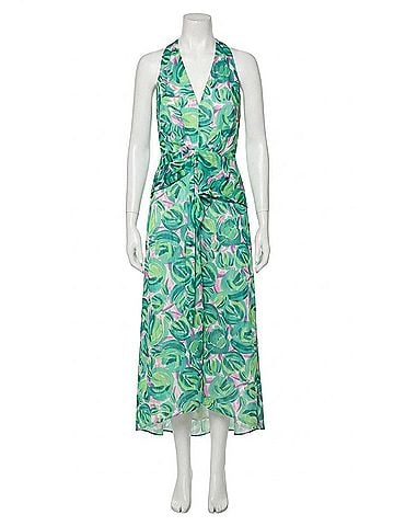 Adelyn Rae Margot Wrap Tie Waist Printed Maxi Dress in Green (view 1)
