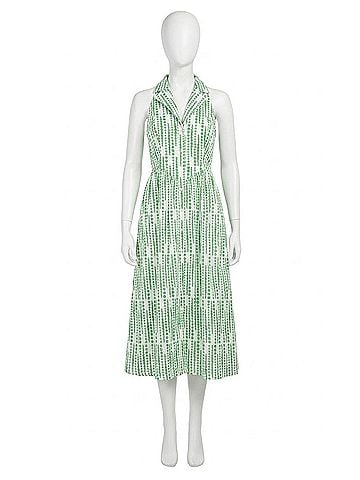 Adelyn Rae Ruby Halter Embroidery Midi Dress in White/Green (view 1)