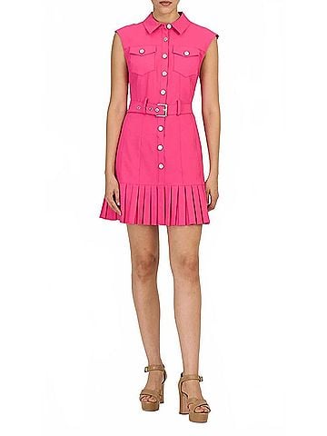Cinq à Sept Doreen Belted Shirtdress in Beetroot Purple (view 2)
