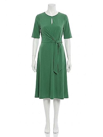 London Times Keyhole Detail A-Line Midi Dress in Green (view 1)