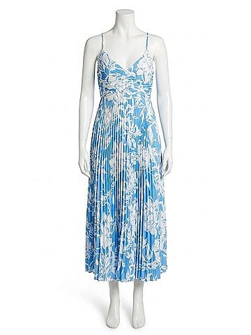 Astr Blythe Dress in Blue / White Floral (view 1)