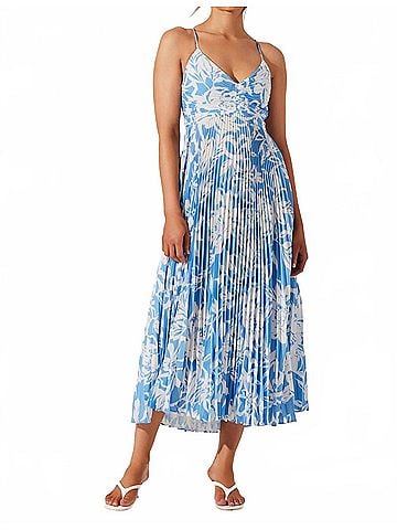 Astr Blythe Dress in Blue / White Floral (view 2)