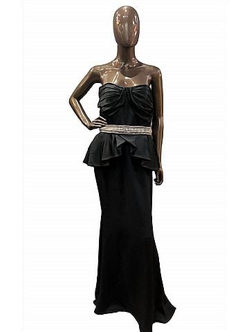 Jovani Bustier Peplum Dress in Black (view 2)