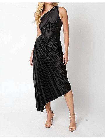 Olivaceous Priscilla Pleated Dress in Black (view 2)