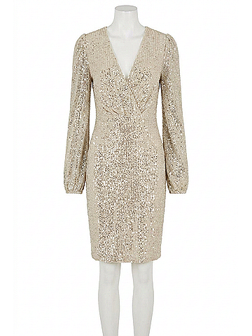 APRICOT Sequin X-Over Bodycon Dress in Champagne (view 1)