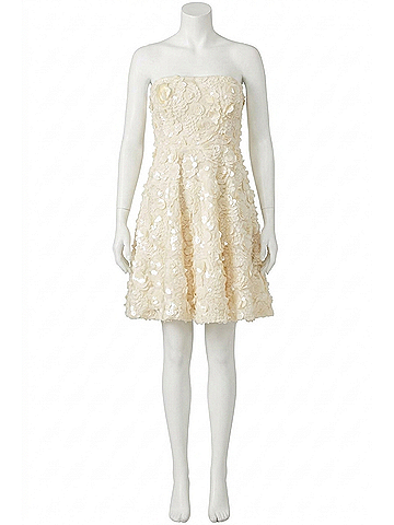Nicole Miller Strapless Embellished Mini Dress in Blush/Ivory (view 1)