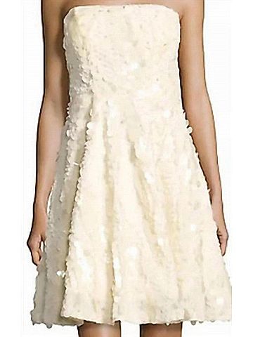 Nicole Miller Strapless Embellished Mini Dress in Blush/Ivory (view 2)