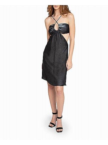 Nicole Miller Garment Dyed Cut Out Mini Dress in Nm Black (view 2)