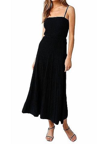 Olivaceous Robbie Midi Dress in Black (view 2)