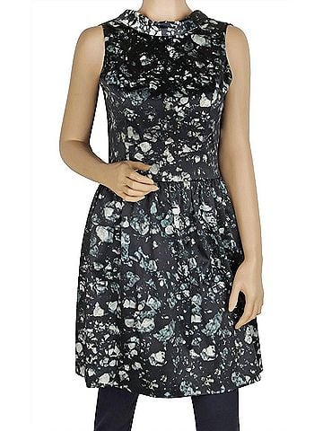 Badgley Mischka Women's Floral Open Back Skirted Sleeveless Dress in Green (view 2)