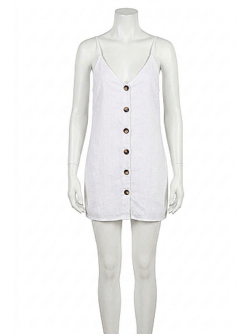 Olivaceous Linen Tank Mini Dress in White (view 1)