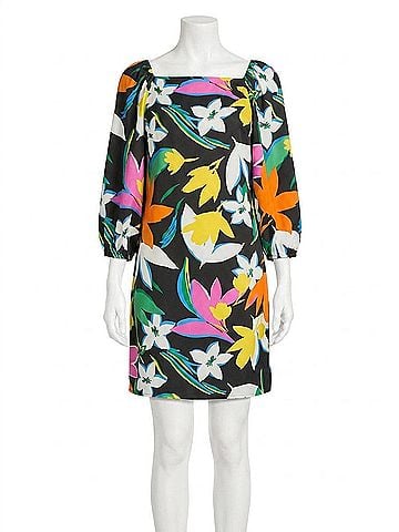 Joseph Ribkoff Floral Print Scarf Dress in Black Multi (view 1)