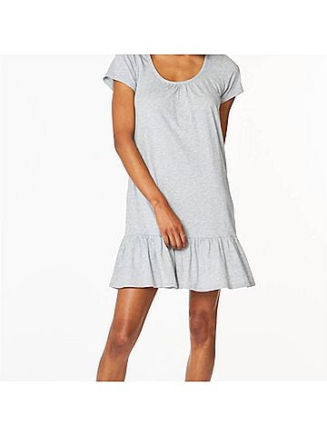 Bobi Short Sleeve Ruffle Hem Dress in H. Grey (view 2)