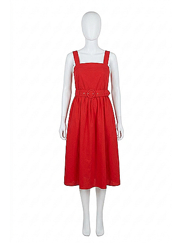 Oddi Classic Midi Dress in Red (view 1)
