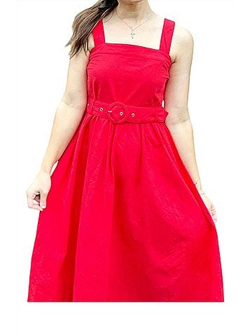Oddi Classic Midi Dress in Red (view 2)