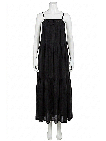 Lovestitch Bohemian Crochet Tiered Maxi Dress in Black (view 1)