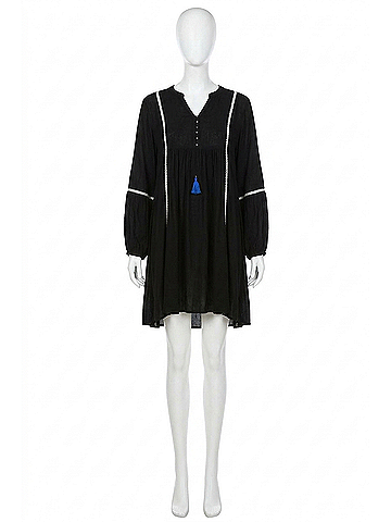 Kori America Bohemian Peasant Dress in Black (view 1)