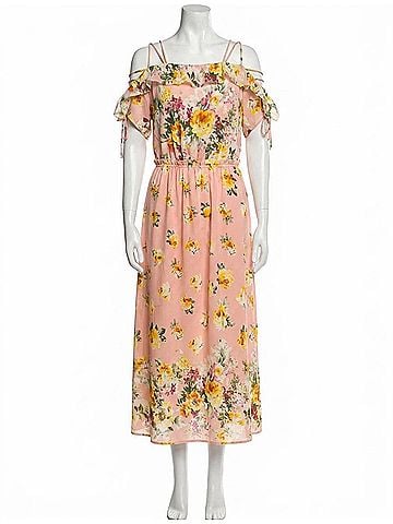 Entro Floral Lace Up Maxi Dress in Pink (view 1)