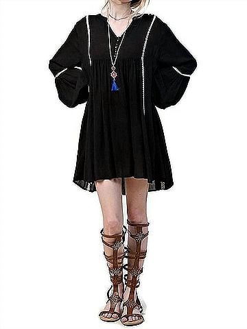 Kori America Bohemian Peasant Dress in Black (view 2)