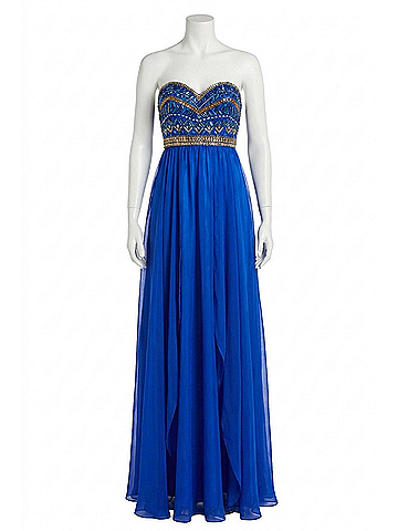 Angela & Alison Jeweled Prom Dress in Royal Blue (view 1)