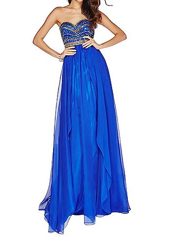 Angela & Alison Jeweled Prom Dress in Royal Blue (view 2)
