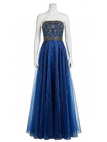 Sherri Hill A-Line Prom Dress in Navy (view 1)