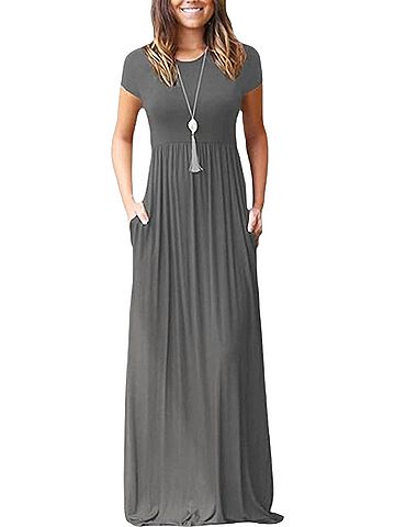 Sew in Love Maxi With Pocket Dress in Gray (view 2)