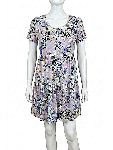 Sew in Love Floral Tiered Dress in Lavender (view 1)