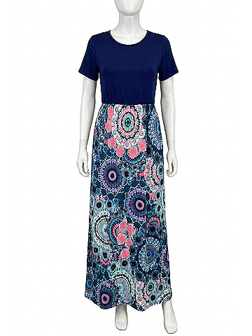 Sew in Love Medallion Maxi Dress in Navy (view 1)