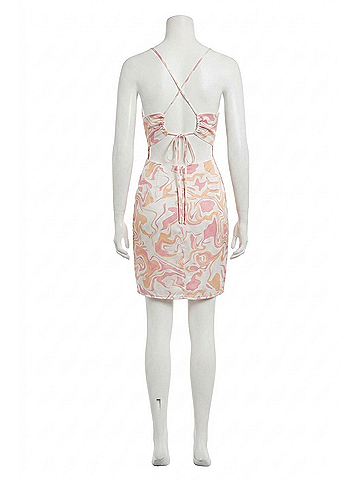 Le Lis Swirl Cowl Neck Mini Dress in Pink, Orange, White (view 1)
