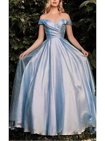 Cinderella Divine Strapless Metallic Glitter Ballgown in Blue (view 2)