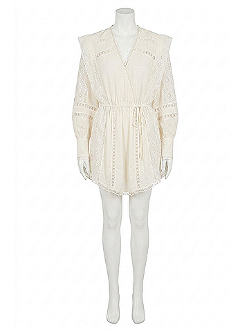IRO Cassie V-Neck Mini Dress in Ecru (view 1)
