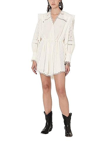 IRO Cassie V-Neck Mini Dress in Ecru (view 2)