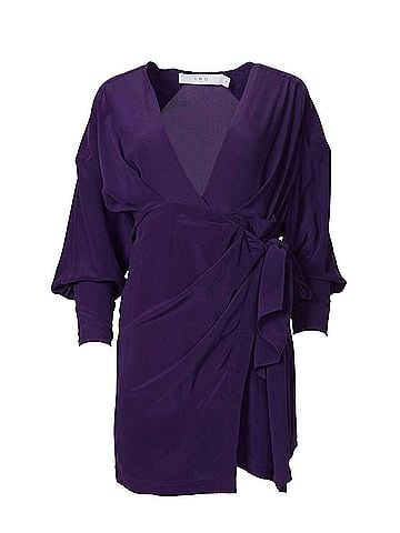 IRO Inima Draped Silk Wrap Dress in Purple (view 2)