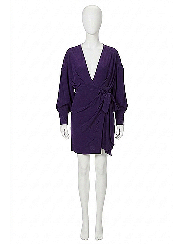 IRO Inima Draped Silk Wrap Dress in Purple (view 1)