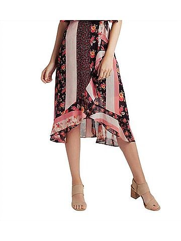 Kensie Ruffle Hem Bar Neck Detail High Low Fit And Flare Dress in Black (view 2)