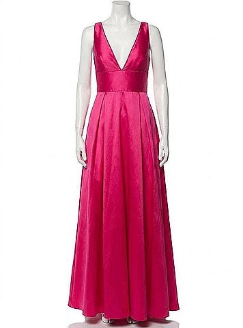 Mac Duggal Satin Formal Gown in Lipstick (view 1)
