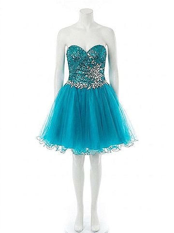 Mac Duggal Short Prom Dress - Plus in Peacock (view 1)