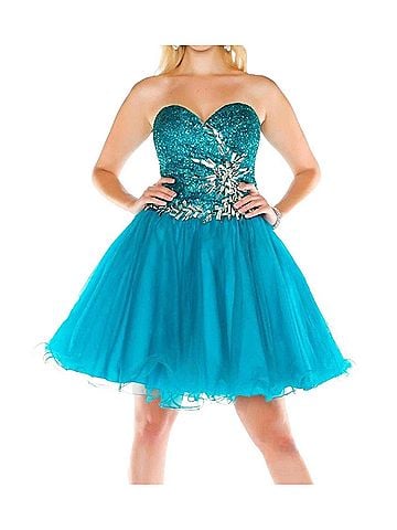 Mac Duggal Short Prom Dress - Plus in Peacock (view 2)