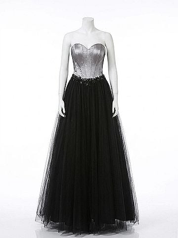 Mac Duggal Corset Gown in Black/Platinum (view 1)