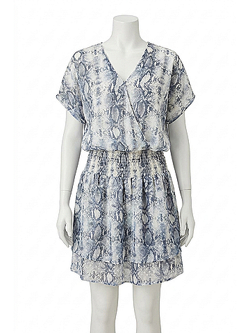 Veronica M. Odelia Smocked Dress in Grey (view 1)