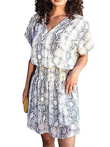 Veronica M. Odelia Smocked Dress in Grey (view 2)