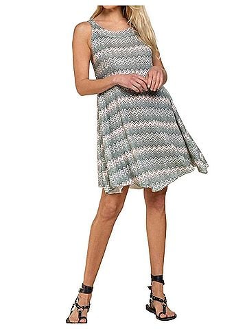 Pol Zig Zag Pattern Dress in Grey Multi (view 2)