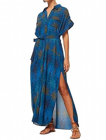 MISA Los Angeles Lou Dress in Cobalt Palms (view 2)