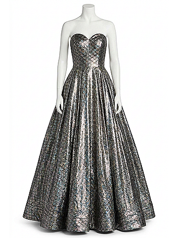 Angela & Alison Titanium Shimmer Ball Gown in Silver (view 1)