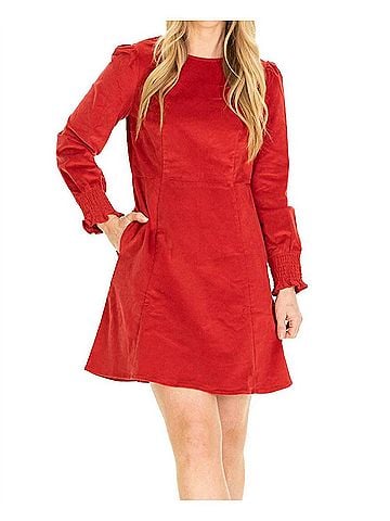 Duffield Lane Marina Dress in Red Corduroy (view 2)