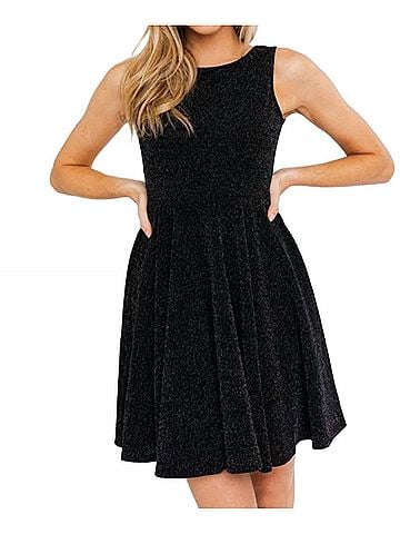 Gilli Black Mini Dress in Black Sparkle (view 2)