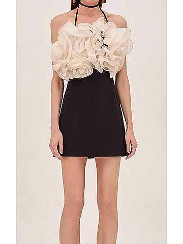 Alexis Aisha Short Dress in Black Ivory (view 2)