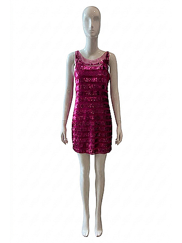Theia Sleeveless Sequin Dress in Fuchsia (view 1)